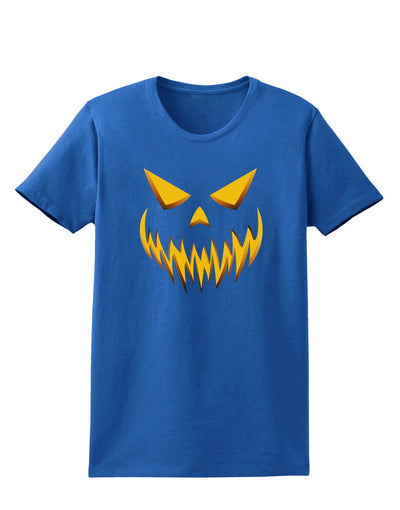 Scary Evil Jack O' Lantern Pumpkin Face Womens Dark T-Shirt-TooLoud-Royal-Blue-X-Small-Davson Sales