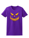 Scary Evil Jack O' Lantern Pumpkin Face Womens Dark T-Shirt-TooLoud-Purple-X-Small-Davson Sales