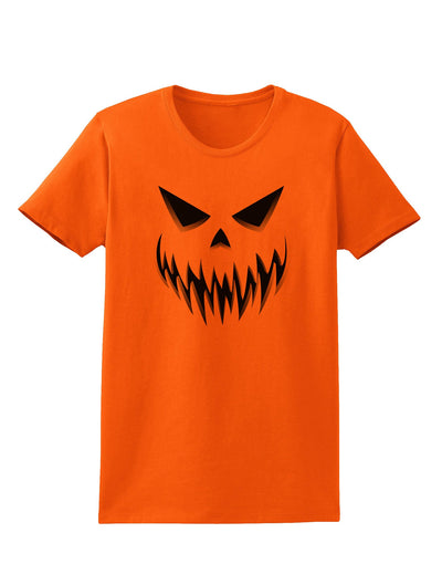 Scary Evil Jack O' Lantern Pumpkin Face Womens T-Shirt-Womens T-Shirt-TooLoud-Orange-X-Small-Davson Sales