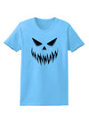 Scary Evil Jack O' Lantern Pumpkin Face Womens T-Shirt-Womens T-Shirt-TooLoud-Aquatic-Blue-X-Small-Davson Sales