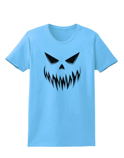 Scary Evil Jack O' Lantern Pumpkin Face Womens T-Shirt-Womens T-Shirt-TooLoud-Aquatic-Blue-X-Small-Davson Sales