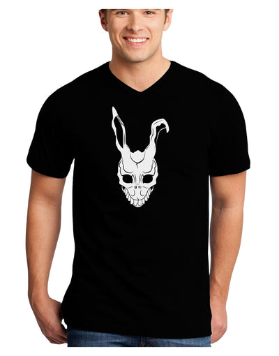 Scary Face Bunny White Adult Dark V-Neck T-Shirt-TooLoud-Black-Small-Davson Sales