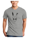 Scary Face Bunny White Adult V-Neck T-shirt-Mens V-Neck T-Shirt-TooLoud-HeatherGray-Small-Davson Sales