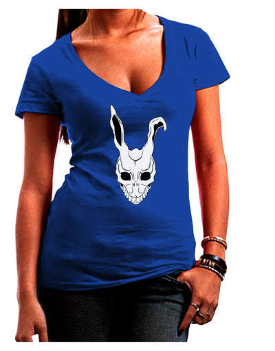 Scary Face Bunny White Juniors V-Neck Dark T-Shirt-Womens V-Neck T-Shirts-TooLoud-Royal-Blue-Juniors Fitted Small-Davson Sales