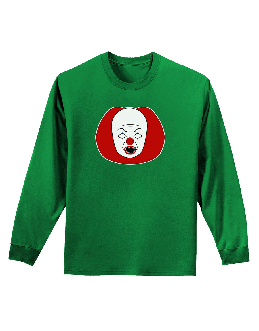 Scary Face Clown - Halloween Adult Long Sleeve Dark T-Shirt-TooLoud-Black-Small-Davson Sales