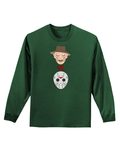 Scary Face Versus Scary Face - Halloween Adult Long Sleeve Dark T-Shirt-TooLoud-Dark-Green-Small-Davson Sales