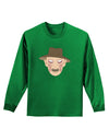 Scary Face With a Hat - Halloween Adult Long Sleeve Dark T-Shirt-TooLoud-Kelly-Green-Small-Davson Sales