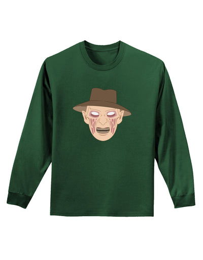 Scary Face With a Hat - Halloween Adult Long Sleeve Dark T-Shirt-TooLoud-Dark-Green-Small-Davson Sales