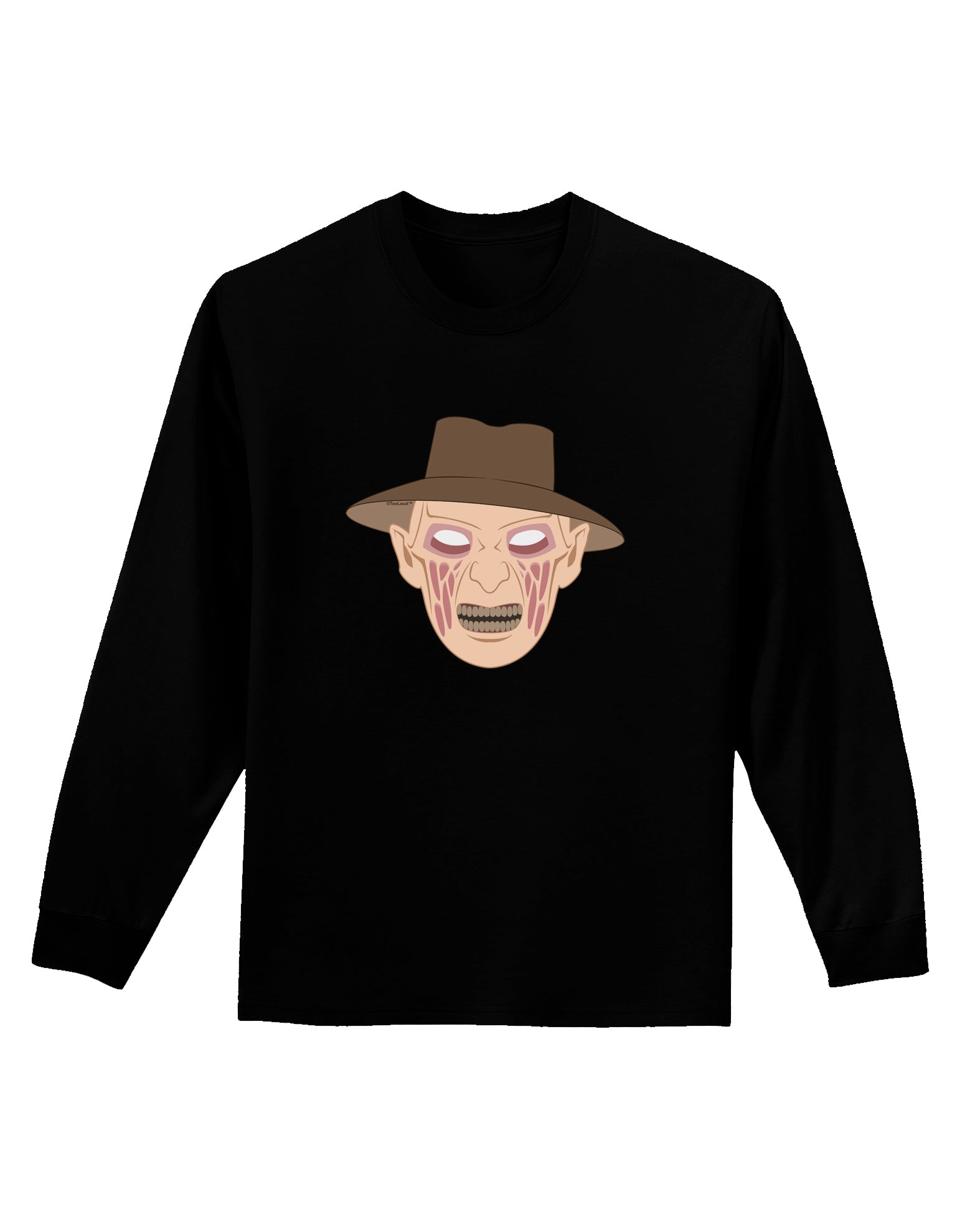 Scary Face With a Hat - Halloween Adult Long Sleeve Dark T-Shirt-TooLoud-Black-Small-Davson Sales