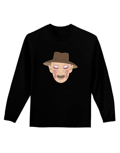 Scary Face With a Hat - Halloween Adult Long Sleeve Dark T-Shirt-TooLoud-Black-Small-Davson Sales