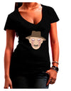 Scary Face With a Hat - Halloween Juniors V-Neck Dark T-Shirt-Womens V-Neck T-Shirts-TooLoud-Black-Juniors Fitted Small-Davson Sales