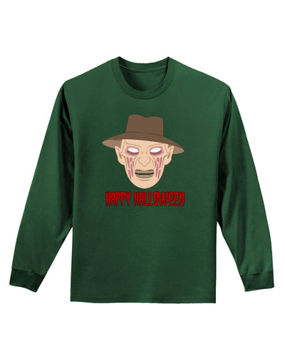 Scary Face With a Hat - Happy Halloween Adult Long Sleeve Dark T-Shirt-TooLoud-Dark-Green-Small-Davson Sales