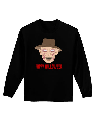 Scary Face With a Hat - Happy Halloween Adult Long Sleeve Dark T-Shirt-TooLoud-Black-Small-Davson Sales