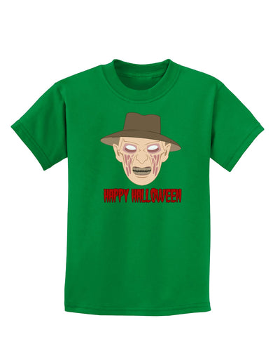 Scary Face With a Hat - Happy Halloween Childrens Dark T-Shirt-Childrens T-Shirt-TooLoud-Kelly-Green-X-Small-Davson Sales