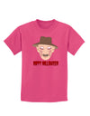 Scary Face With a Hat - Happy Halloween Childrens Dark T-Shirt-Childrens T-Shirt-TooLoud-Sangria-X-Small-Davson Sales