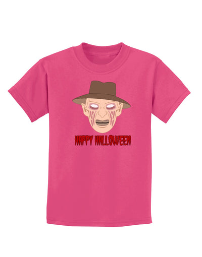 Scary Face With a Hat - Happy Halloween Childrens Dark T-Shirt-Childrens T-Shirt-TooLoud-Sangria-X-Small-Davson Sales