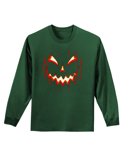 Scary Glow Evil Jack O Lantern Pumpkin Adult Long Sleeve Dark T-Shirt-TooLoud-Dark-Green-Small-Davson Sales