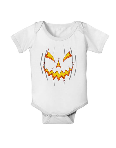 Scary Glow Evil Jack O Lantern Pumpkin Baby Romper Bodysuit-Baby Romper-TooLoud-White-06-Months-Davson Sales