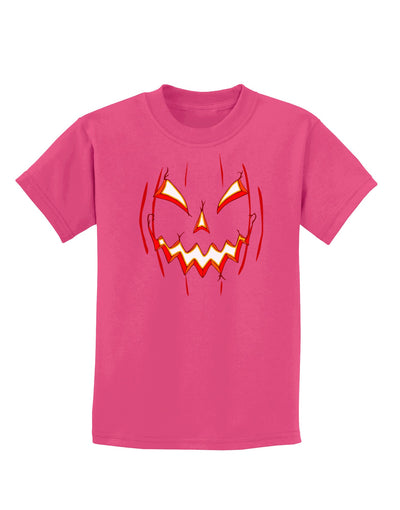 Scary Glow Evil Jack O Lantern Pumpkin Childrens Dark T-Shirt-Childrens T-Shirt-TooLoud-Sangria-X-Small-Davson Sales