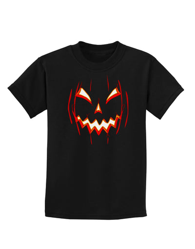 Scary Glow Evil Jack O Lantern Pumpkin Childrens Dark T-Shirt-Childrens T-Shirt-TooLoud-Black-X-Small-Davson Sales