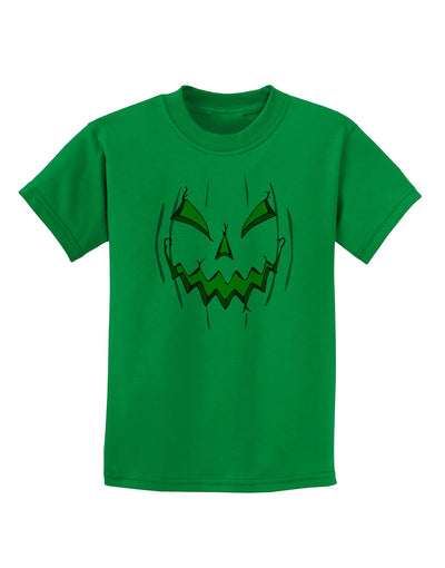 Scary Glow Evil Jack O Lantern Pumpkin Childrens T-Shirt-Childrens T-Shirt-TooLoud-Kelly-Green-X-Small-Davson Sales