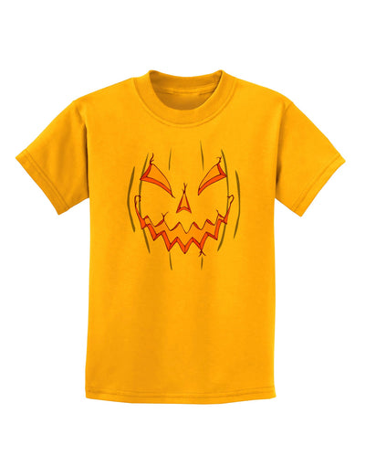 Scary Glow Evil Jack O Lantern Pumpkin Childrens T-Shirt-Childrens T-Shirt-TooLoud-Gold-X-Small-Davson Sales