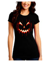 Scary Glow Evil Jack O Lantern Pumpkin Juniors Crew Dark T-Shirt-T-Shirts Juniors Tops-TooLoud-Black-Juniors Fitted Small-Davson Sales