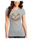 Scary Glow Evil Jack O Lantern Pumpkin Juniors T-Shirt-Womens Juniors T-Shirt-TooLoud-Ash-Gray-Juniors Fitted XS-Davson Sales