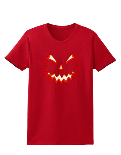 Scary Glow Evil Jack O Lantern Pumpkin Womens Dark T-Shirt-TooLoud-Red-X-Small-Davson Sales