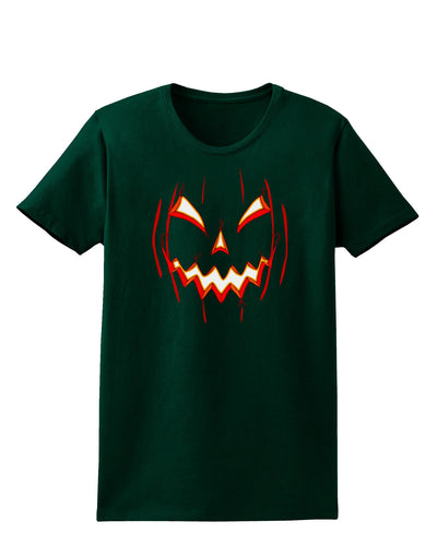 Scary Glow Evil Jack O Lantern Pumpkin Womens Dark T-Shirt-TooLoud-Forest-Green-Small-Davson Sales