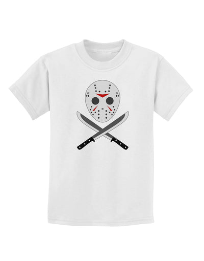 Scary Mask With Machete - Halloween Childrens T-Shirt-Childrens T-Shirt-TooLoud-White-X-Small-Davson Sales