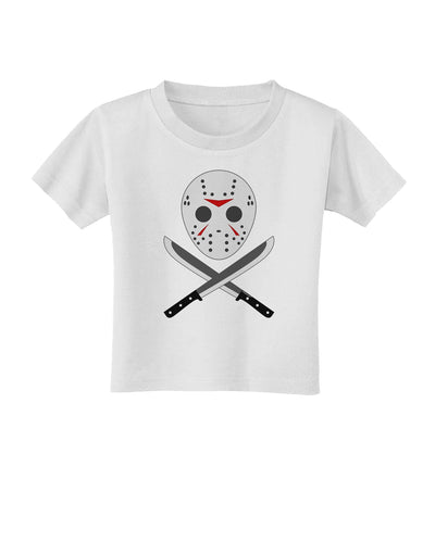 Scary Mask With Machete - Halloween Toddler T-Shirt-Toddler T-Shirt-TooLoud-White-2T-Davson Sales