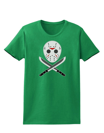 Scary Mask With Machete - Halloween Womens Dark T-Shirt-Womens T-Shirt-TooLoud-Kelly-Green-X-Small-Davson Sales