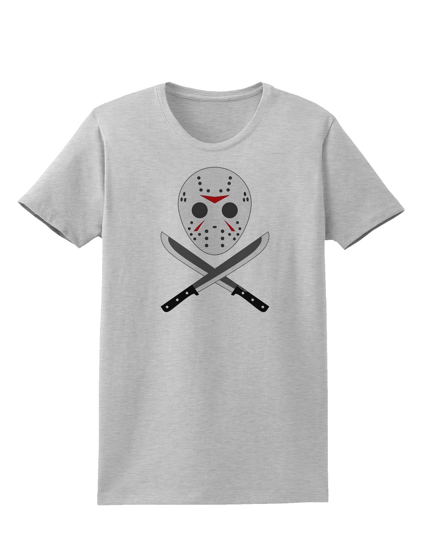 Scary Mask With Machete - Halloween Womens T-Shirt-Womens T-Shirt-TooLoud-AshGray-X-Small-Davson Sales