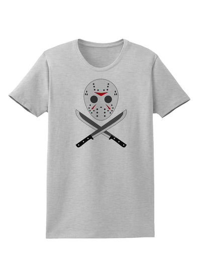 Scary Mask With Machete - Halloween Womens T-Shirt-Womens T-Shirt-TooLoud-AshGray-X-Small-Davson Sales