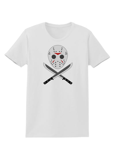 Scary Mask With Machete - Halloween Womens T-Shirt-Womens T-Shirt-TooLoud-White-X-Small-Davson Sales