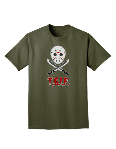 Scary Mask With Machete - TGIF Adult Dark T-Shirt-Mens T-Shirt-TooLoud-Military-Green-Small-Davson Sales