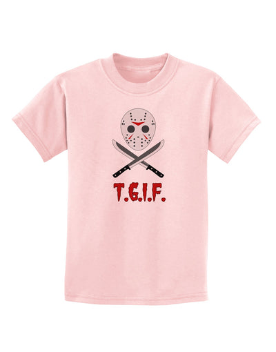 Scary Mask With Machete - TGIF Childrens T-Shirt-Childrens T-Shirt-TooLoud-PalePink-X-Small-Davson Sales