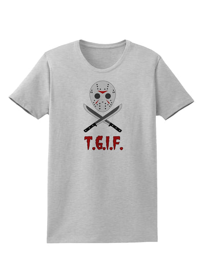 Scary Mask With Machete - TGIF Womens T-Shirt-Womens T-Shirt-TooLoud-AshGray-X-Small-Davson Sales