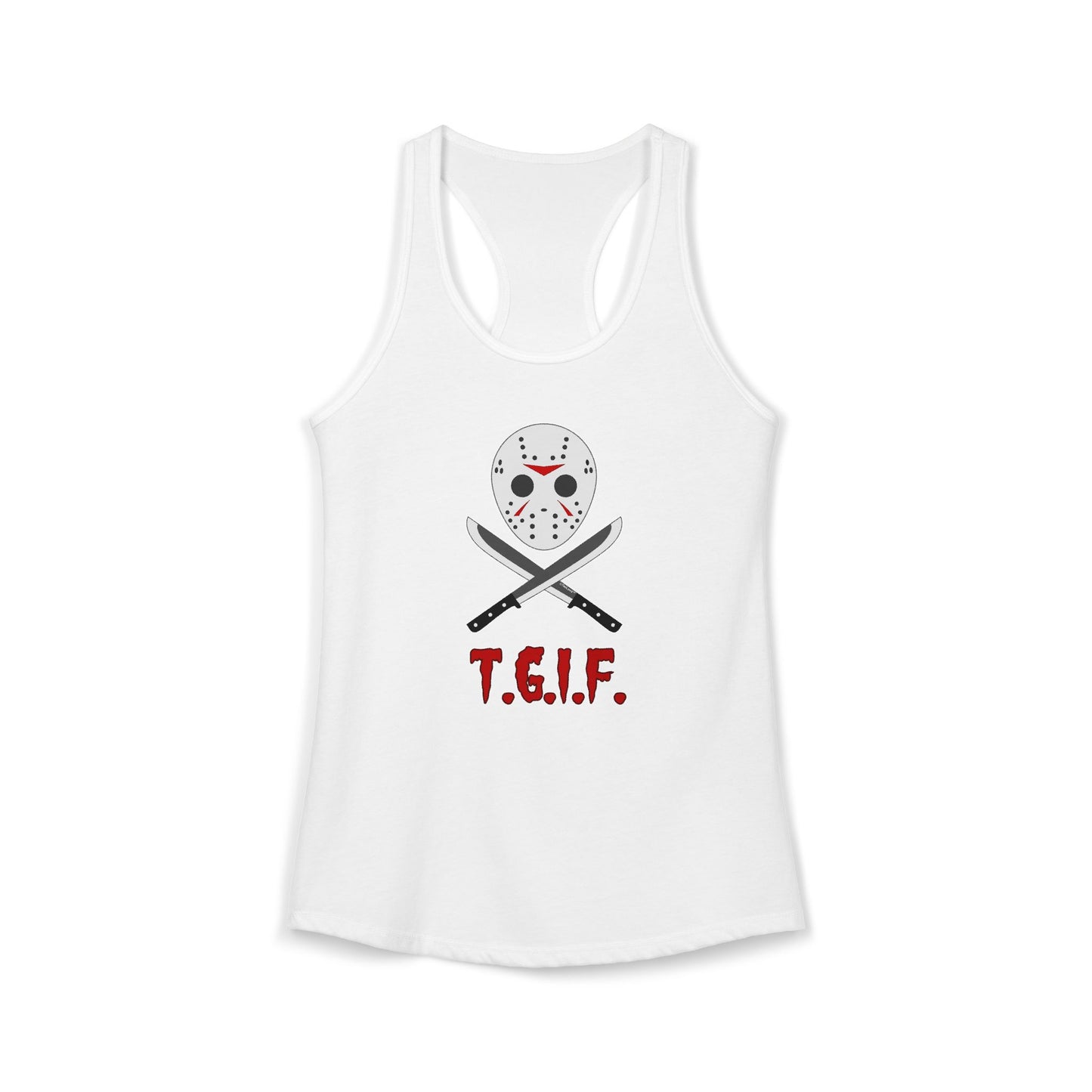 Scary Mask With Machete - TGIF Womens Racerback Tank Top