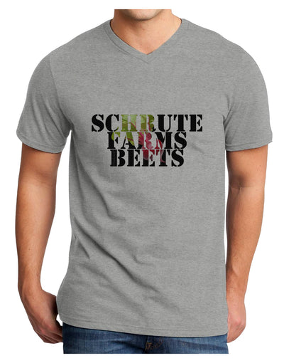 Schrute Farms Beets Adult V-Neck T-shirt by TooLoud-Mens V-Neck T-Shirt-TooLoud-HeatherGray-Small-Davson Sales