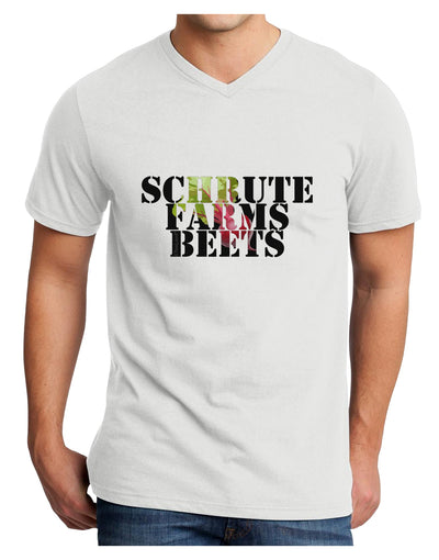 Schrute Farms Beets Adult V-Neck T-shirt by TooLoud-Mens V-Neck T-Shirt-TooLoud-White-Small-Davson Sales