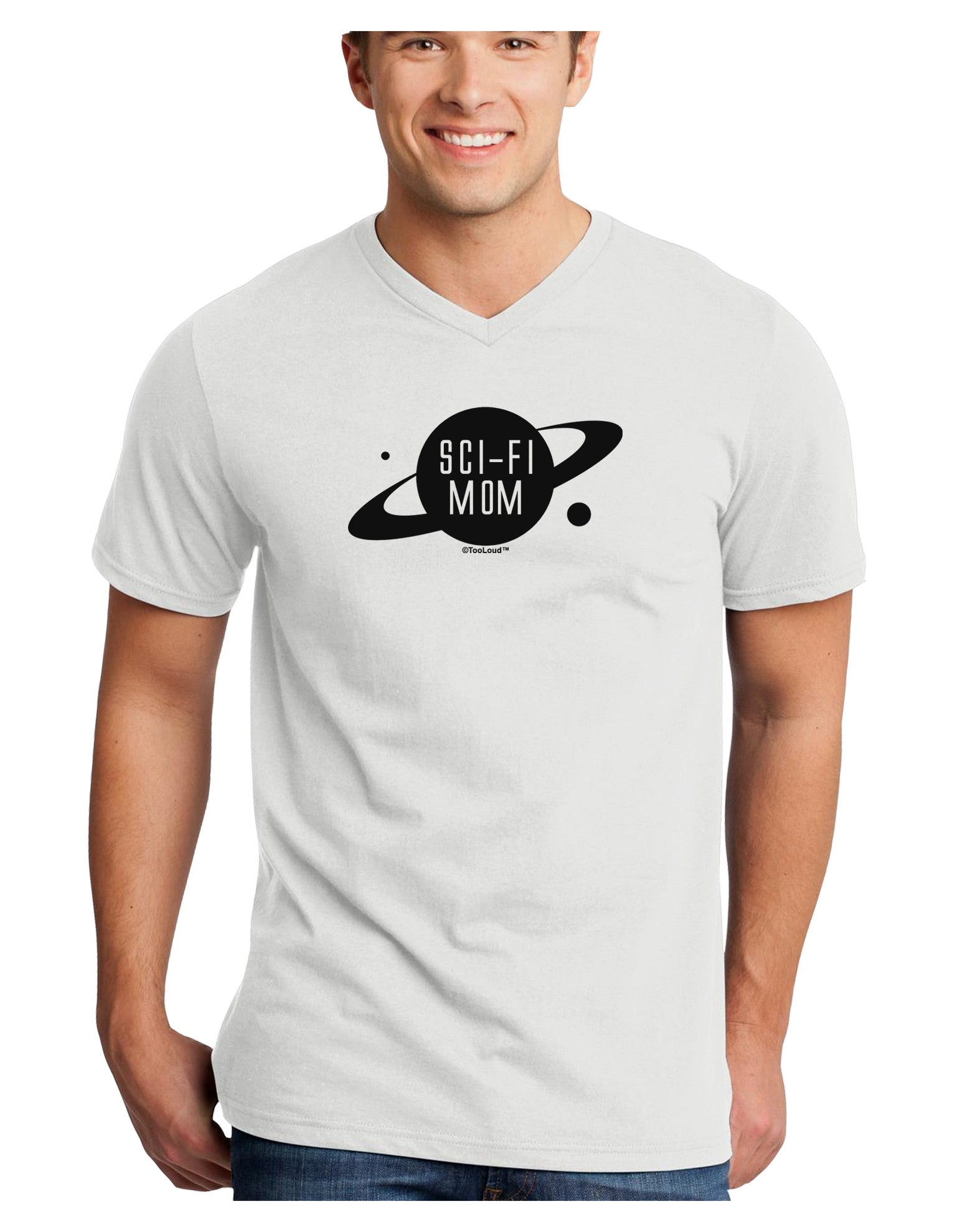Sci-Fi Mom - Mother's Day Design Adult V-Neck T-shirt-Mens V-Neck T-Shirt-TooLoud-White-Small-Davson Sales
