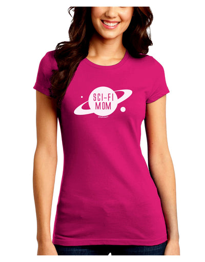 Sci-Fi Mom - Mother's Day Design Juniors Crew Dark T-Shirt-T-Shirts Juniors Tops-TooLoud-Hot-Pink-Juniors Fitted Small-Davson Sales