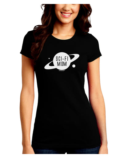 Sci-Fi Mom - Mother's Day Design Juniors Crew Dark T-Shirt-T-Shirts Juniors Tops-TooLoud-Black-Juniors Fitted Small-Davson Sales