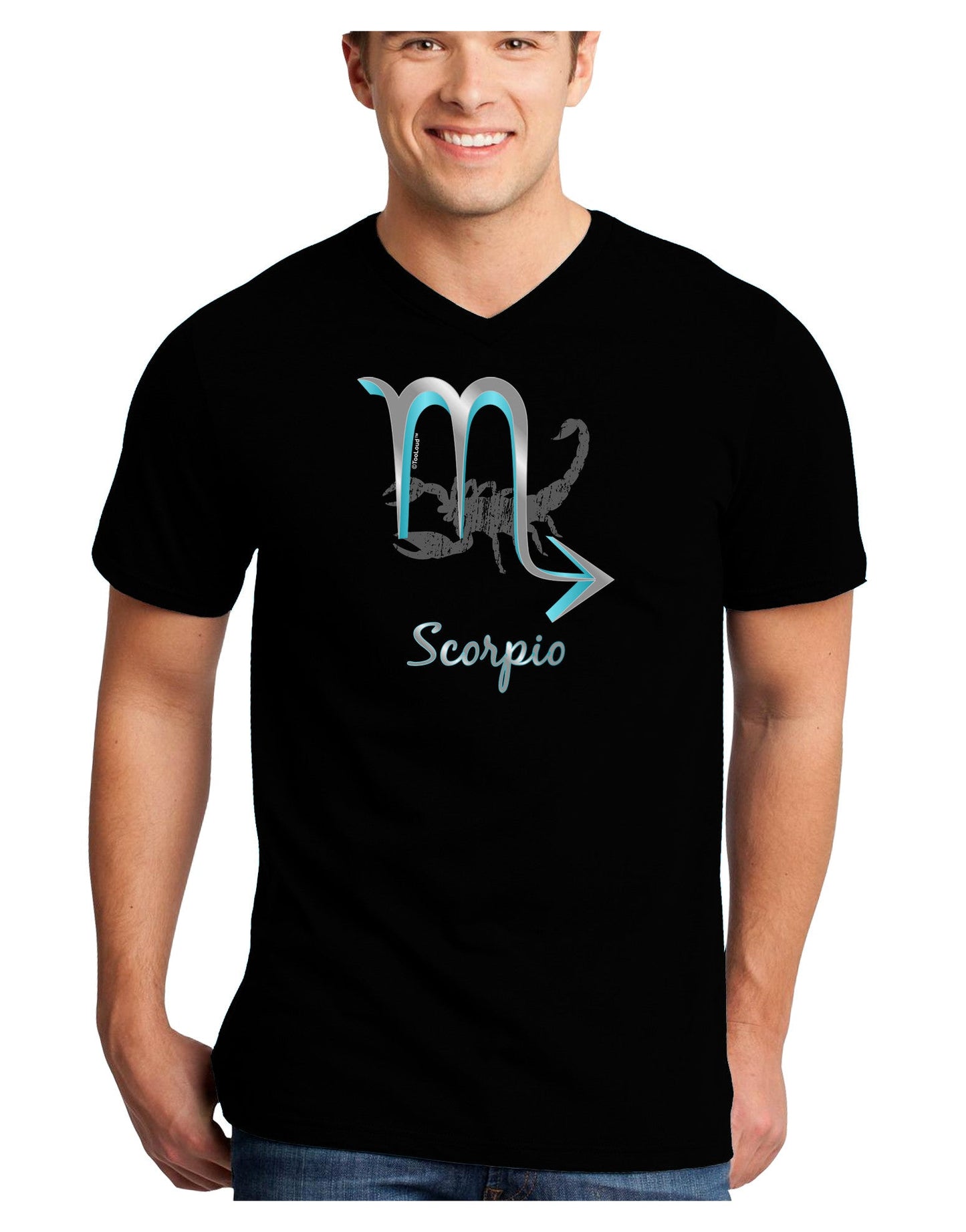Scorpio Symbol Adult Dark V-Neck T-Shirt-TooLoud-Black-Small-Davson Sales
