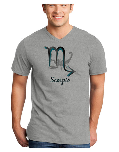 Scorpio Symbol Adult V-Neck T-shirt-Mens V-Neck T-Shirt-TooLoud-HeatherGray-Small-Davson Sales