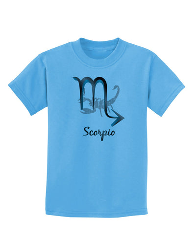 Scorpio Symbol Childrens T-Shirt-Childrens T-Shirt-TooLoud-Aquatic-Blue-X-Small-Davson Sales