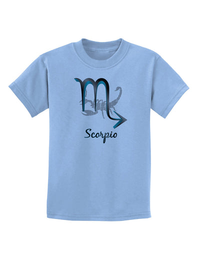 Scorpio Symbol Childrens T-Shirt-Childrens T-Shirt-TooLoud-Light-Blue-X-Small-Davson Sales