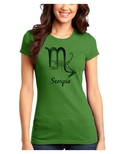 Scorpio Symbol Juniors Petite T-Shirt-T-Shirts Juniors Tops-TooLoud-Kiwi-Green-Juniors Fitted X-Small-Davson Sales